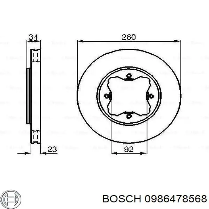 Tarcza hamulcowa przednia Bosch 0986478568 cena, od 42,64 USD