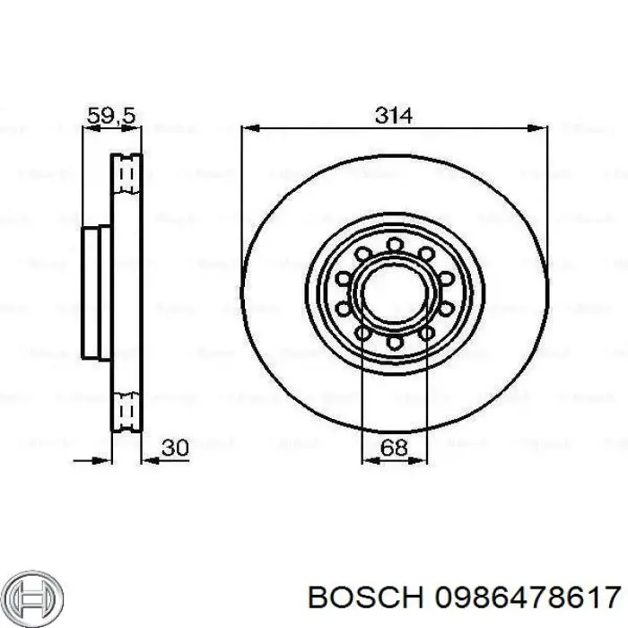 Tarcza hamulcowa przednia Bosch 0986478617 cena, od 78,85 USD