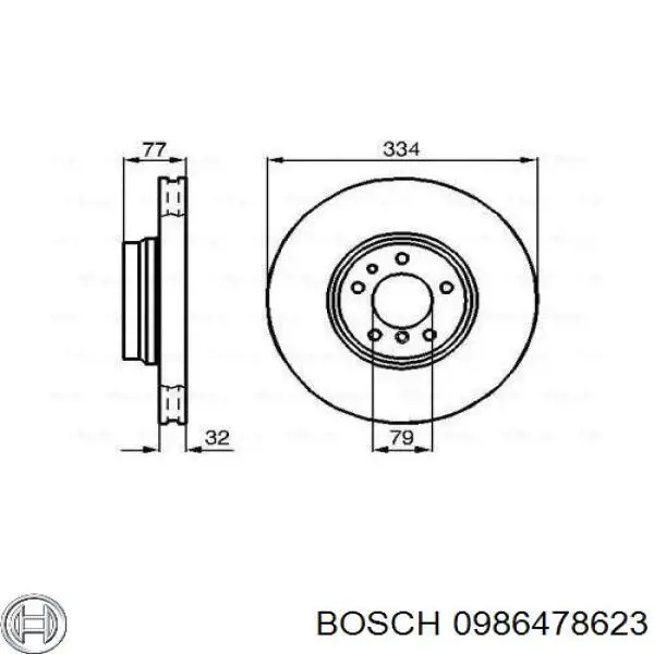 Tarcza hamulcowa przednia 0986478623 Bosch