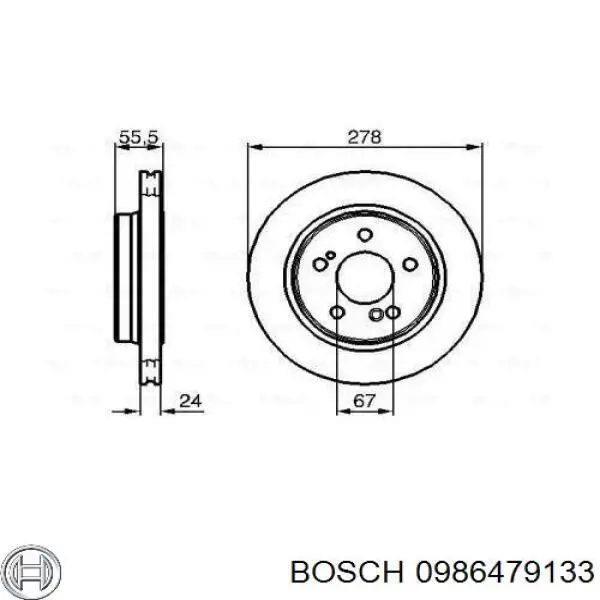 Do koszyka 0986479133 Bosch Tarcza hamulcowa tylna