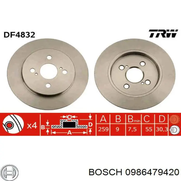 Tarcza hamulcowa tylna Bosch 0986479420 cena, od 32,17 USD