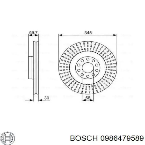 Tarcza hamulcowa przednia Bosch 0986479589 cena, od 73,21 USD