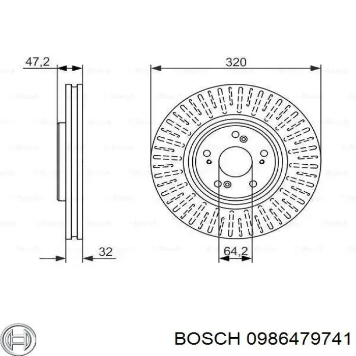 Tarcza hamulcowa przednia Bosch 0986479741 cena, od 84,15 USD