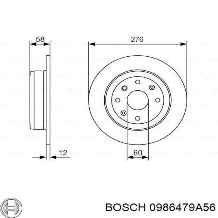 0986479A56 Bosch Tarcza hamulcowa tylna