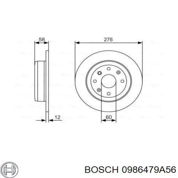 Do koszyka 0986479A56 Bosch Tarcza hamulcowa tylna