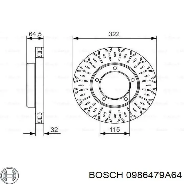 0986479A64 Bosch Tarcza hamulcowa przednia