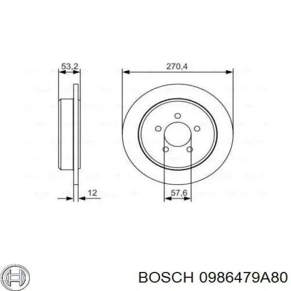 0986479A80 Bosch tarcza hamulcowa tylna