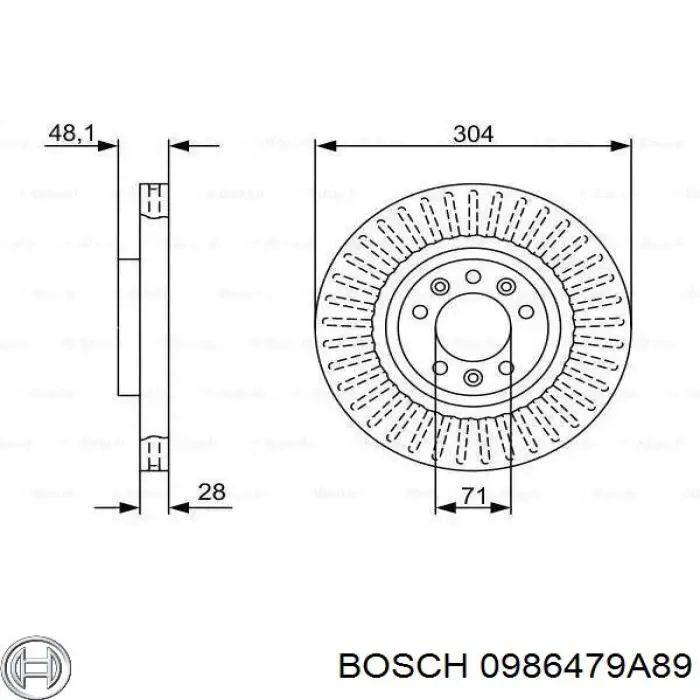 0986479A89 Bosch tarcza hamulcowa przednia