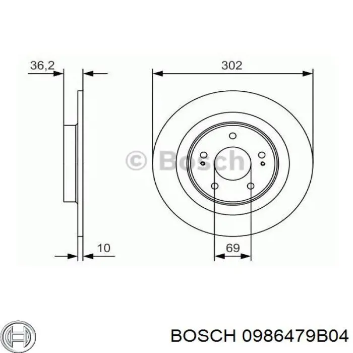 0986479B04 Bosch tarcza hamulcowa tylna