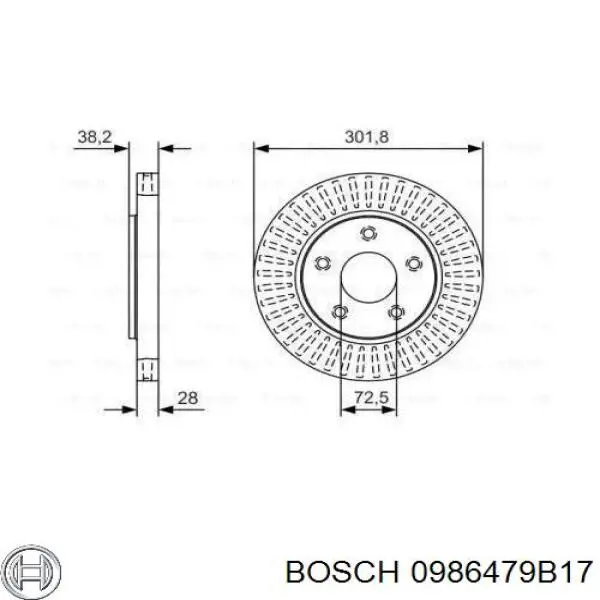 0986479B17 Bosch tarcza hamulcowa przednia