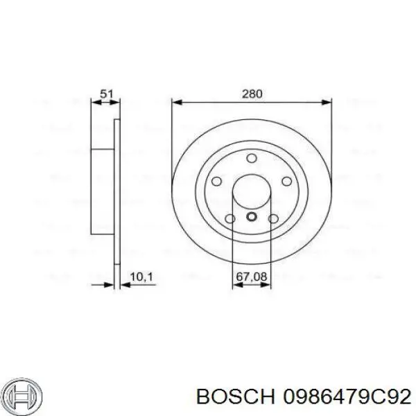 0 986 479 C92 Bosch tarcza hamulcowa tylna