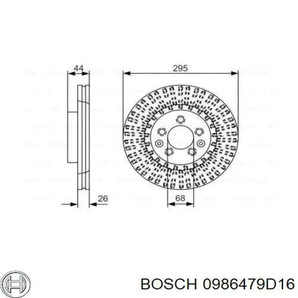 0986479D16 Bosch tarcza hamulcowa przednia