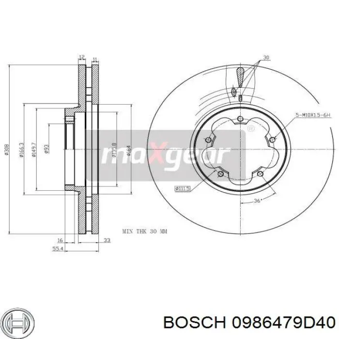 Do koszyka 0986479D40 Bosch Tarcza hamulcowa przednia