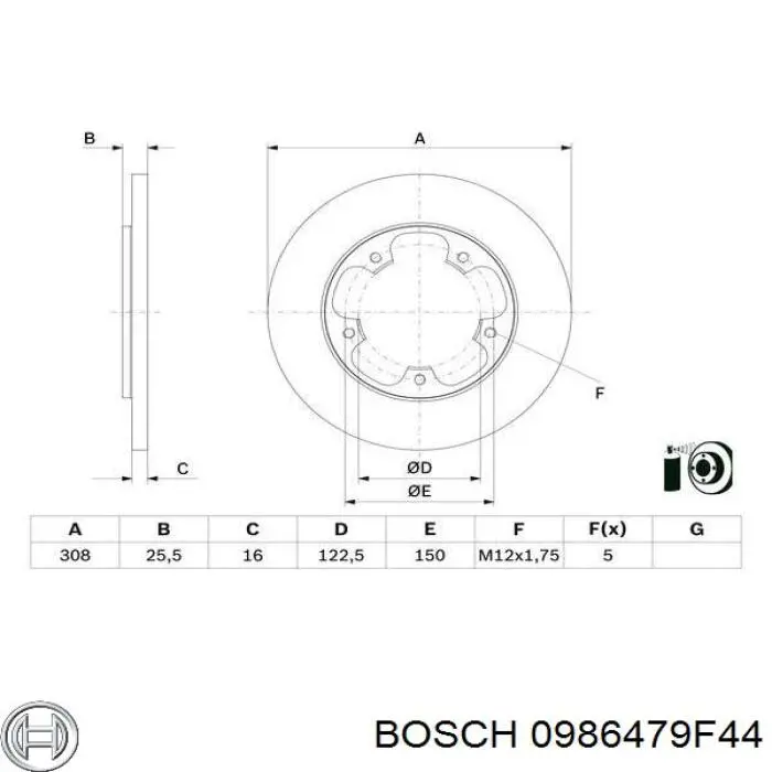 0986479F44 Bosch Tarcza hamulcowa tylna