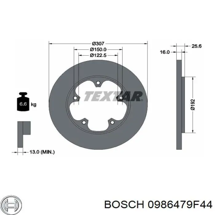 Tarcza hamulcowa tylna Bosch 0986479F44 cena, od 58,73 USD