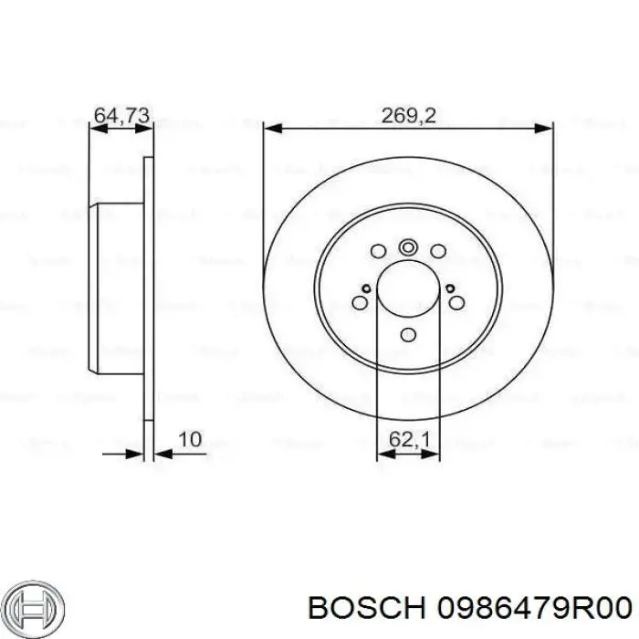 0986479R00 Bosch Tarcza hamulcowa tylna