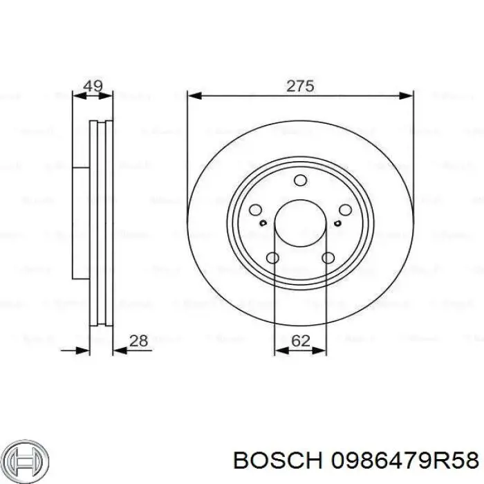 Tarcza hamulcowa przednia Bosch 0986479R58 cena, od 47,20 USD