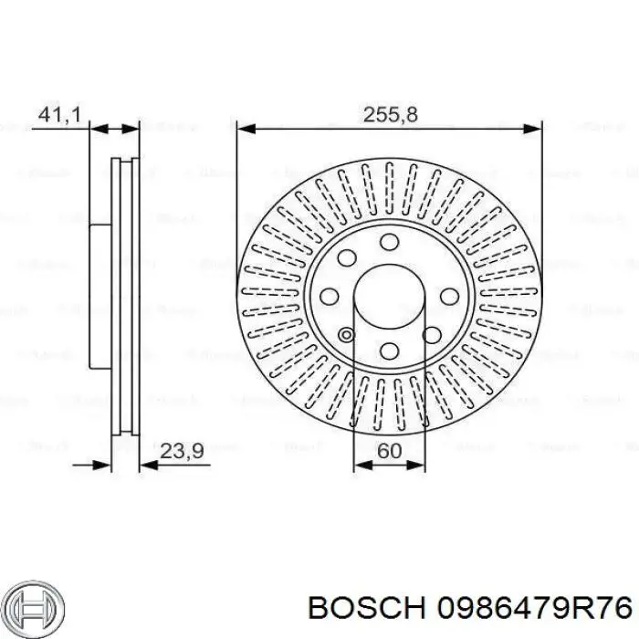 Tarcza hamulcowa przednia Bosch 0986479R76 cena, od 36,60 USD