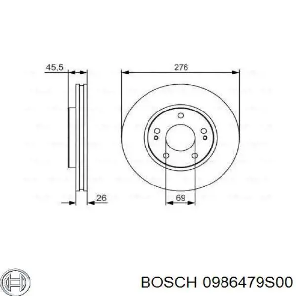Do koszyka 0986479S00 Bosch Tarcza hamulcowa przednia