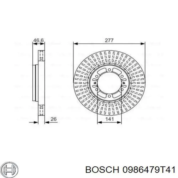 0986479T41 Bosch tarcza hamulcowa przednia