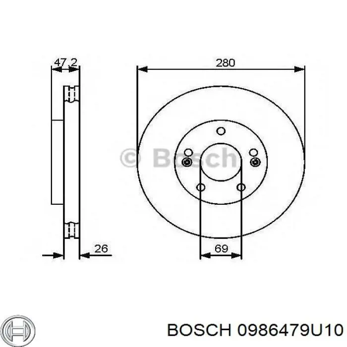 Tarcza hamulcowa przednia Bosch 0986479U10 cena, od 48,14 USD