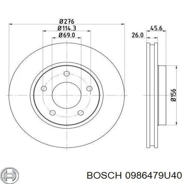 0986479U40 Bosch Tarcza hamulcowa przednia