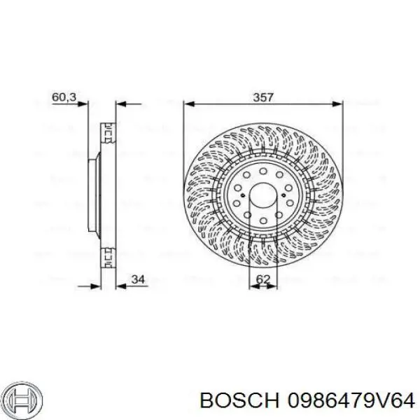 0986479V64 Bosch Tarcza hamulcowa przednia