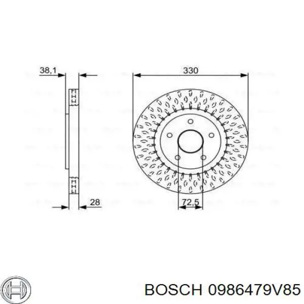 0986479V85 Bosch tarcza hamulcowa przednia