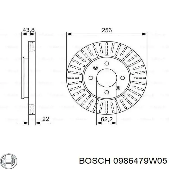 0986479W05 Bosch Tarcza hamulcowa przednia