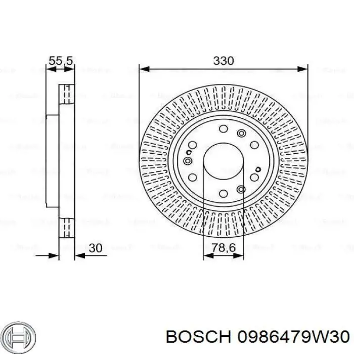 0986479W30 Bosch Tarcza hamulcowa przednia