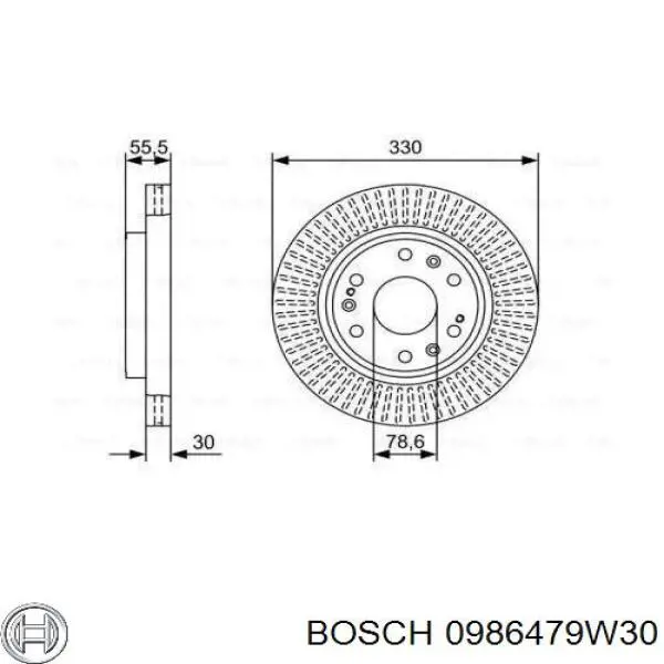 Do koszyka 0986479W30 Bosch Tarcza hamulcowa przednia