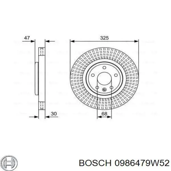 0986479W52 Bosch Tarcza hamulcowa przednia