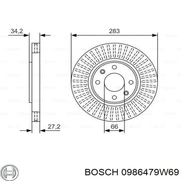 0986479W69 Bosch tarcza hamulcowa przednia