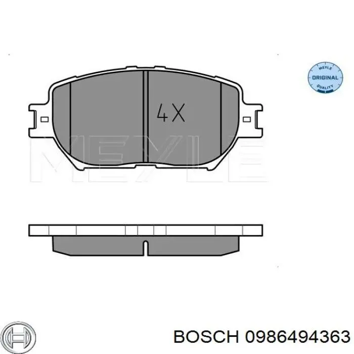 Do koszyka 0986494363 Bosch Klocki hamulcowe przednie tarczowe