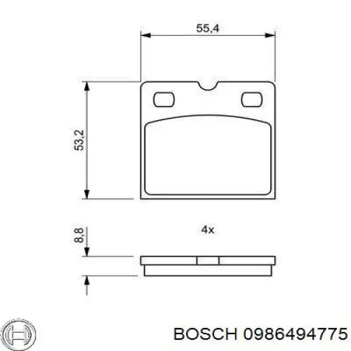 0986494775 Bosch okładziny (klocki do hamulców tarczowych tylne)