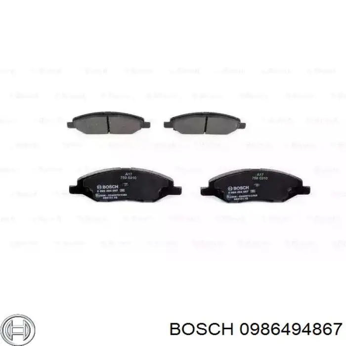 0986494867 Bosch klocki hamulcowe przednie tarczowe