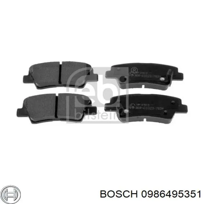 0986495351 Bosch okładziny (klocki do hamulców tarczowych tylne)