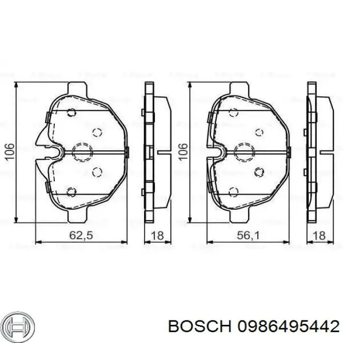 0986495442 Bosch okładziny (klocki do hamulców tarczowych tylne)