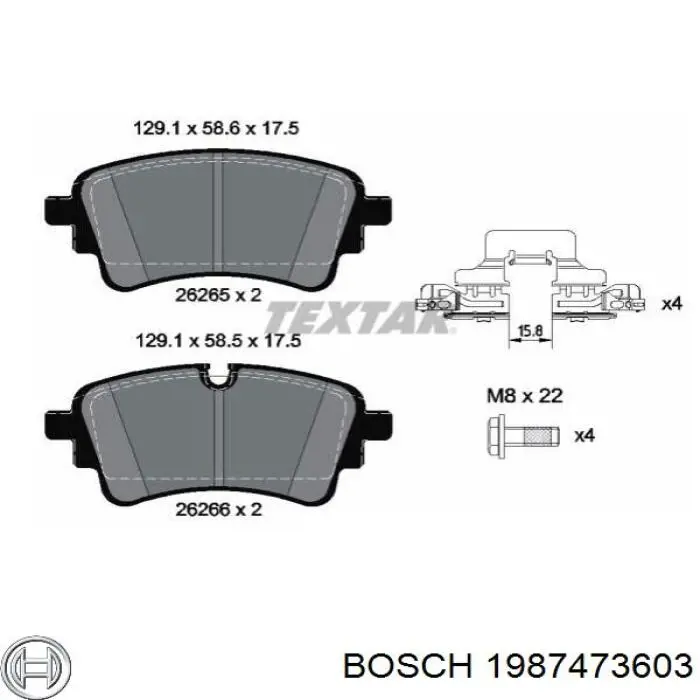 Do koszyka 1987473603 Bosch Czujnik zużycia klocków hamulcowych tylny