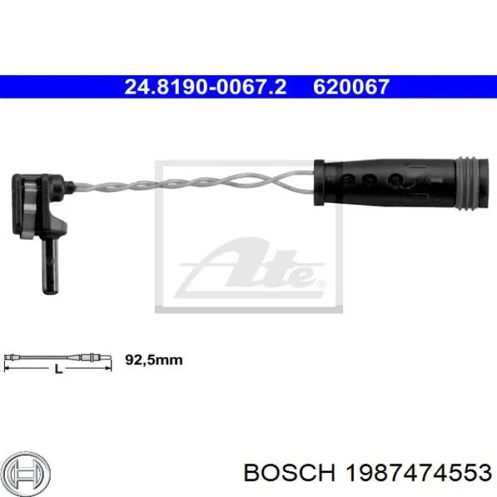 1987474553 Bosch czujnik zużycia klocków hamulcowych przedni