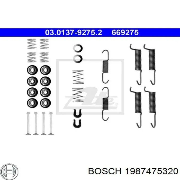 Zestaw montażowy szczęk hamulcowych tylnych Bosch 1987475320 cena, od 13,30 USD