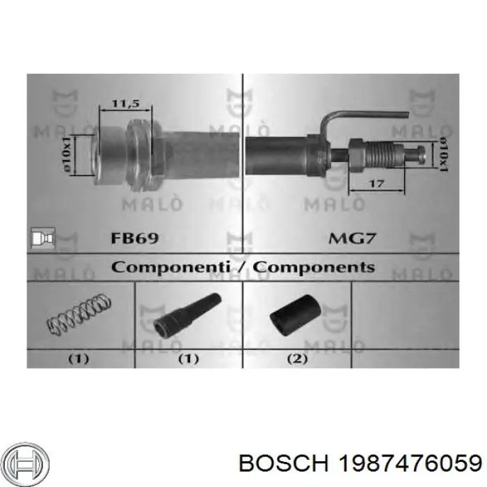 Do koszyka 1987476059 Bosch Przewód hamulcowy przedni