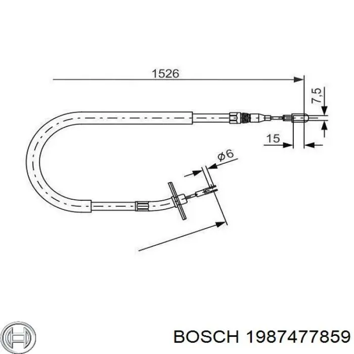 Linka hamulca ręcznego tylna prawa Bosch 1987477859 cena, od 18,71 USD