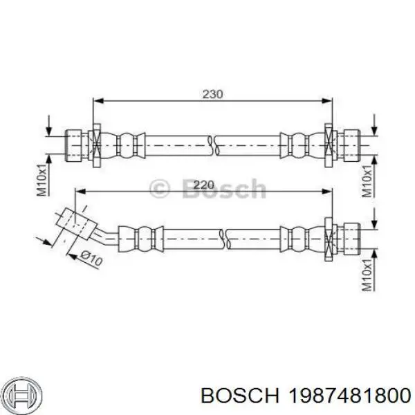 1987481800 Bosch przewód hamulcowy tylny prawy
