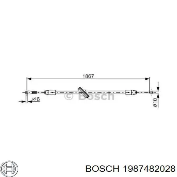 Linka hamulca ręcznego przednia Bosch 1987482028 cena, od 15,47 USD