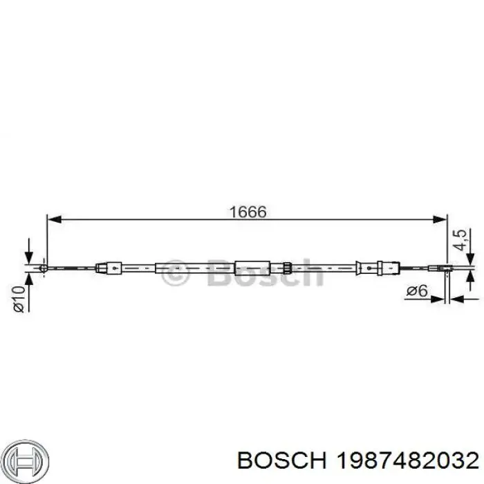 1987482032 Bosch Linka hamulca ręcznego tylna prawa/lewa