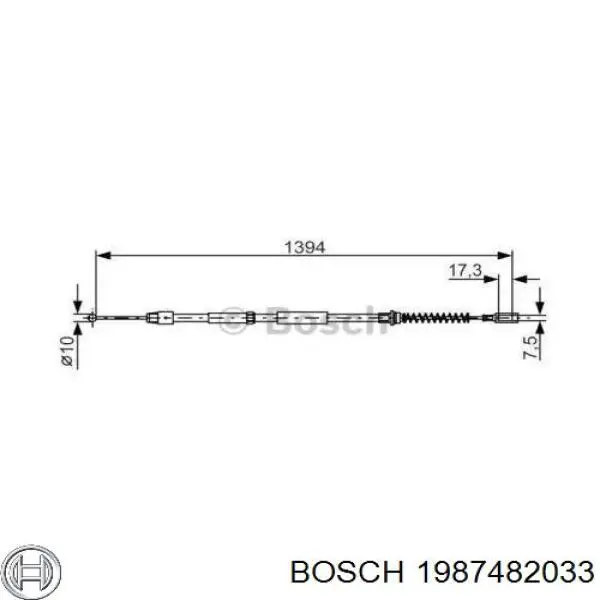 Linka hamulca ręcznego tylna prawa/lewa Bosch 1987482033 cena, od 15,35 USD