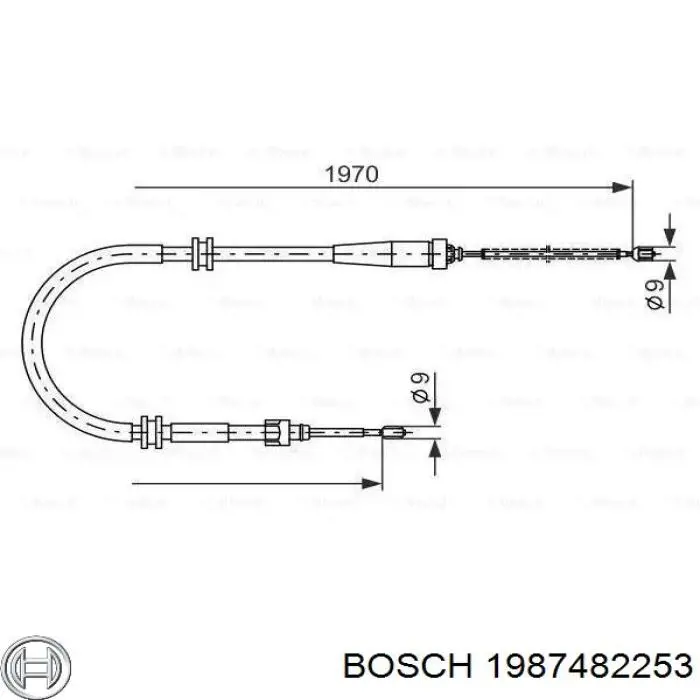 1987482253 Bosch Linka hamulca ręcznego tylna prawa/lewa