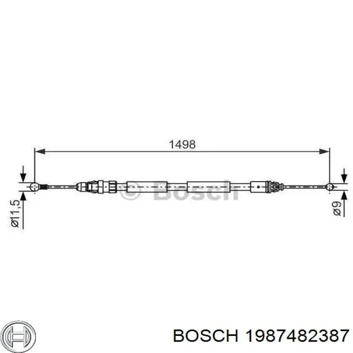 1987482387 Bosch Linka hamulca ręcznego tylna lewa