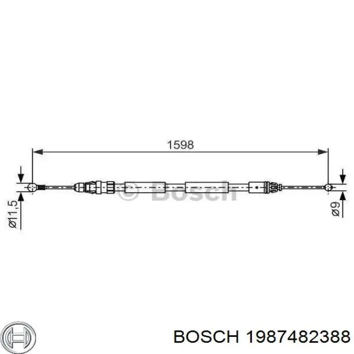 1987482388 Bosch Linka hamulca ręcznego tylna prawa